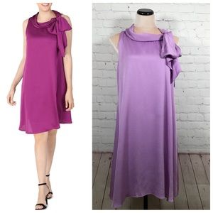Robbie Bee Lavender Sleeveless Trapeze Dress Womans 14 Tie Neck Cowl New